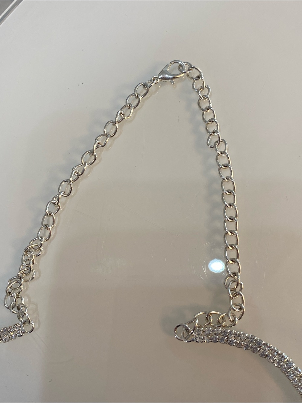 Crystal Statement Bib Necklace - Silver Tone - Picture 4 of 8